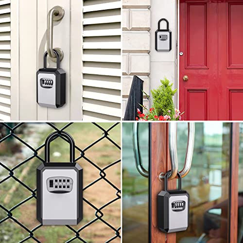 Amir Key Lock Box Wall Mounted, Newest 4 Digit Combination Waterproof Portable Lock Box For House Key, 5 Keys Large Capacity, Key Safe Security Storage Lock Box For Indoor, Outdoor (1-Pack, Black) #TOP7