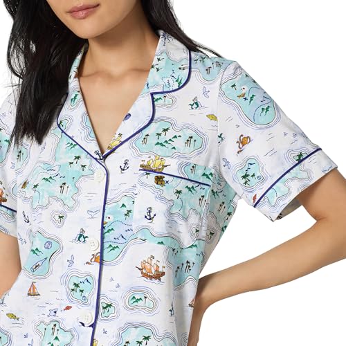 Image of Bed Head PJs Womens Matching Pajamas - Soft Organic Short Sleeve Button Down PJ Shirt & Shorts Set - Sleepwear & Loungewear