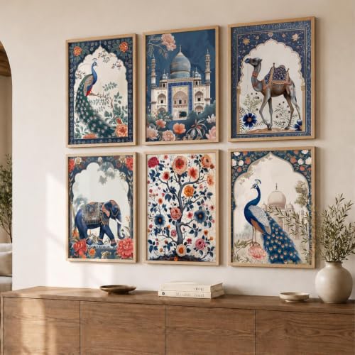 Image of kotart MadhubaniTheme Digital Painting for Wall Decoration - Wall Art Prints for Living Room Bedroom Office, living room Decor, wall hanging frames - (13x17 inch, E)
