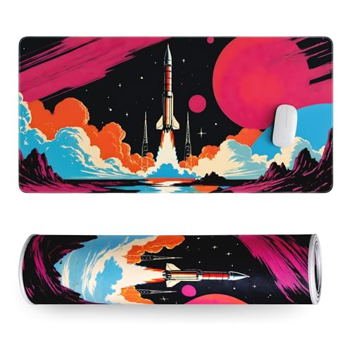 Image of Extended Gaming Desk Mat Mouse Pad XXL (458 x 915 mm) | 3mm Thick Large Desk Pad with Stitched Edges | Anti-Slip Rubber Base | Smooth Surface Mousepad for Office & Gaming