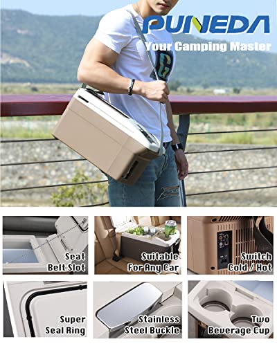 Puneda Electric Cooler 12 Volt Car Refrigerator Cooler/Warmer 8 Quart (9L) Car Fridge Portable 41~149℉,110V Support, Electric Compact Camping Cooler 12V Small Fridge For Car,Rv,Camping,Home (Grey) #TOP3