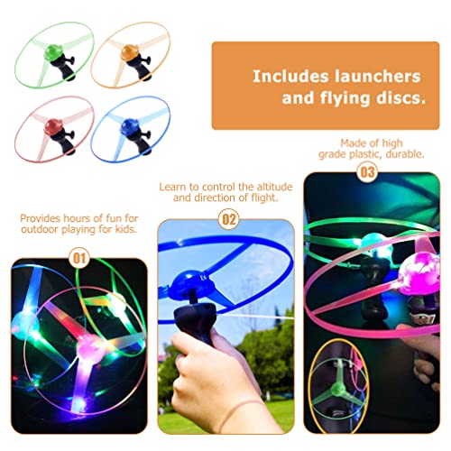 Toyvian 4Pcs Colorido E Brilhante Lançador de Pires de Pires Configuração Iluminada