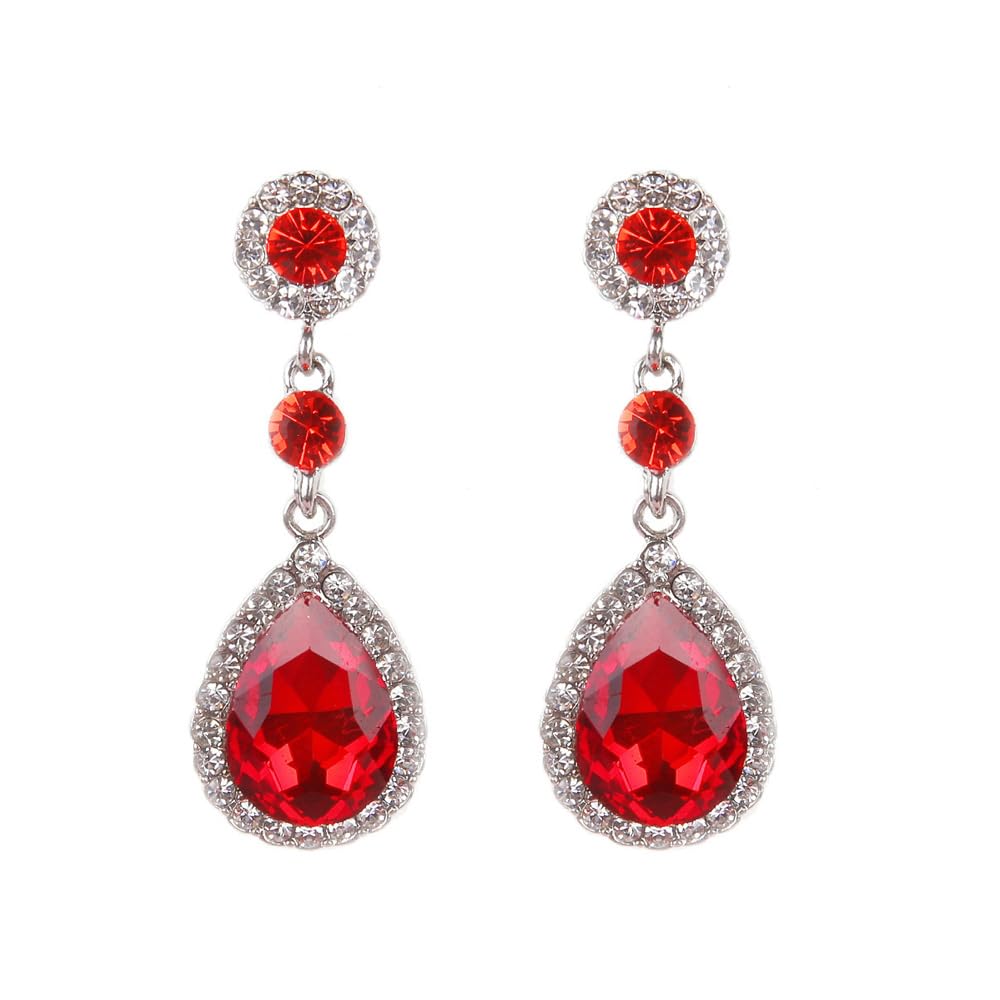 FDEETY Pendientes para Mujer Lágrima Pendientes Colgantes Largos Piercing Aretes con Zirconia Cristales Multicolor Hipoalergénicos Circonita Cúbica Boda Banquete Nupcial Prom