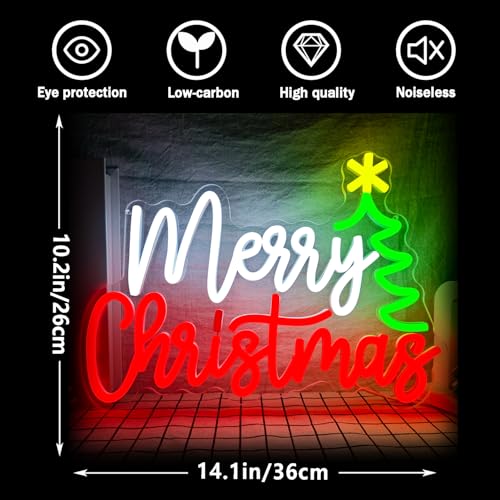 Image of LED Neon Light for Wall Decor - Dimmable Acrylic Neon Sign Merry Christmas Light up Sign for Xmas Party Decor Gifts