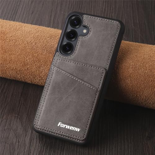 Coque Samsung Galaxy A55 étui portefeuille en cuir gris avec support