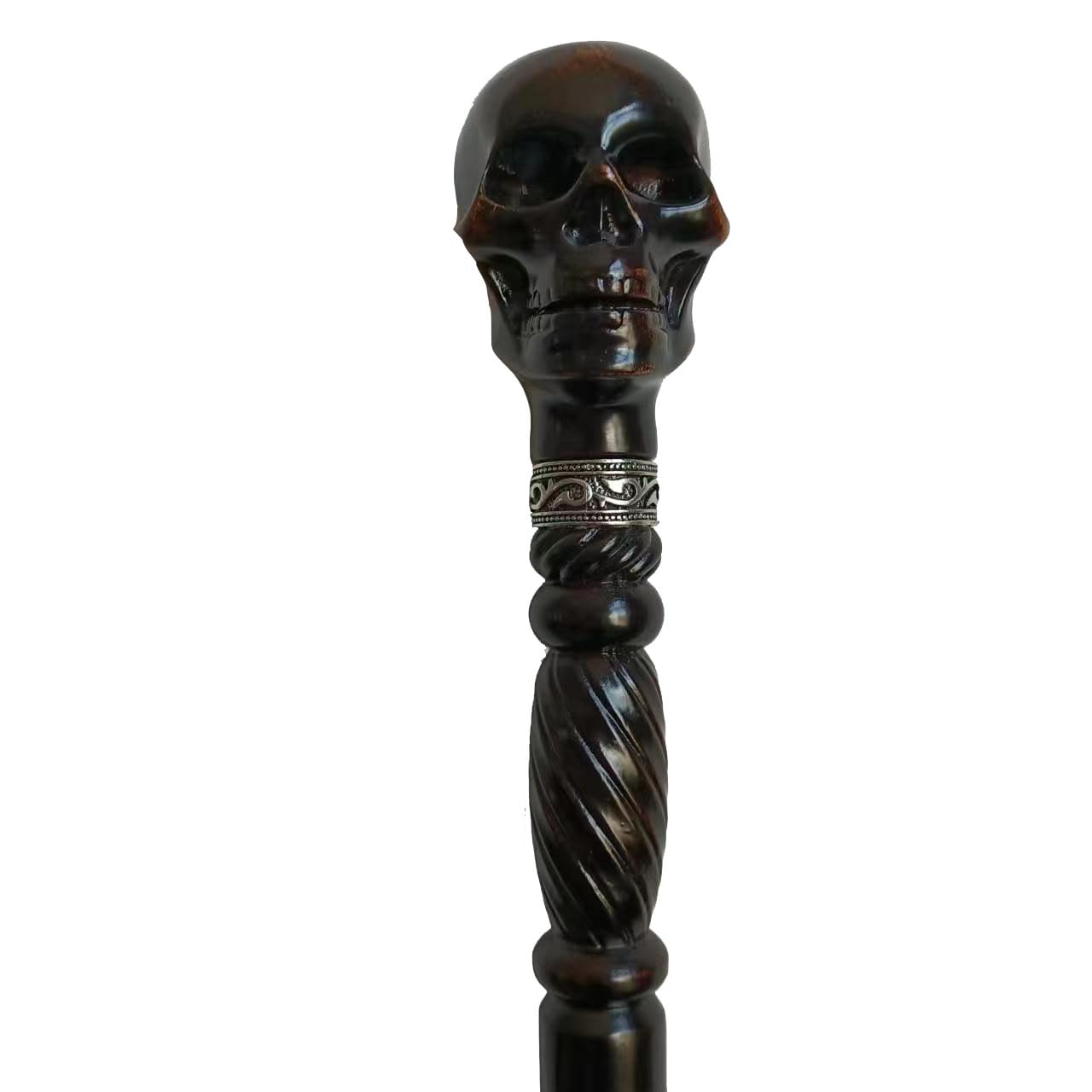 Gehstock Holz Verstellbar,Totenkopf-Kopf, Ergonomischer Griff Spazierstock Herren, Senioren, Höhenverstellbar, Elegant Für Mehr Gangsicherheit Fashionable Unique Walking Stick