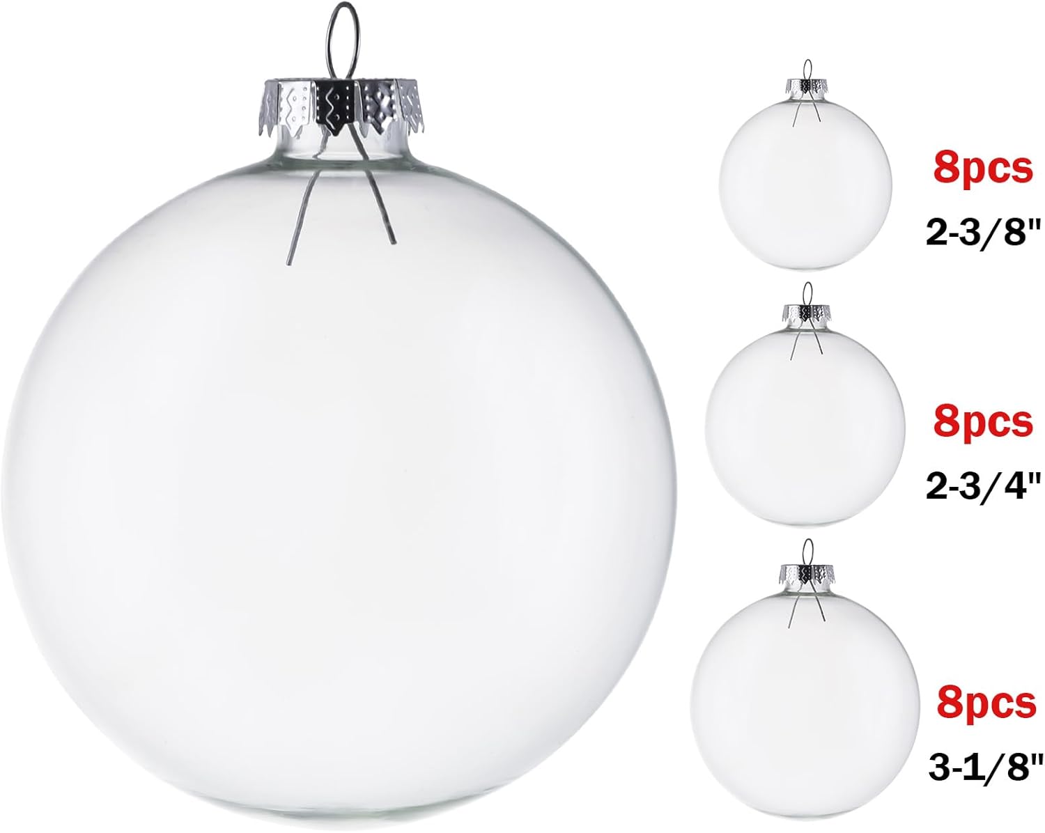 Kingrol 24 Pack Glass Ornament Balls, Fillable Ornaments for DIY Craft Projects, Christmas, Wedding, Party, Home Decor - Image 2