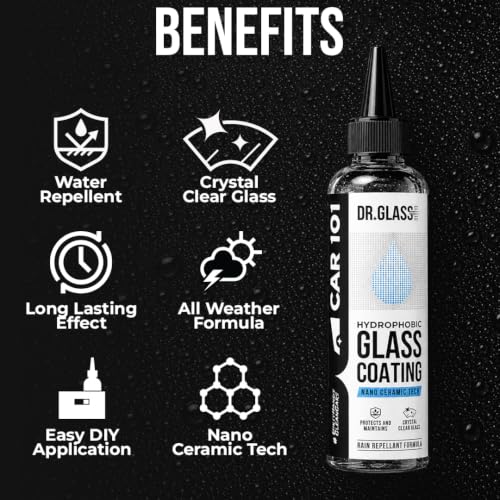 Image of CAR101 Dr Glass Hydrophobic Glass Coating | Water Repellent for Car Windshield & Windows | Provides Crystal Clear Visibility | Long Lasting Effect | Improves Vision in Heavy Rain | Ideal for Monsoon