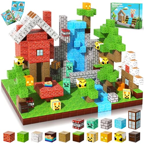 Magnetic Blocks-100PCS Magnetic Building Blocks, Magnetic Tiles Kids Build Cubes 2025 Upgraded STEM...