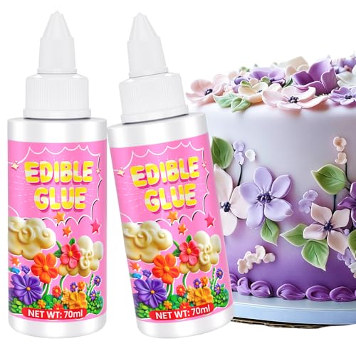 Edible Glue - 5 oz/140ml Super Adhesive Fondant Flowers Edible Adhesive for Cake Decorating, Food-Safe Fast Drying Edible Glue for Fondant, Icing, Sugar Sheets, Cookie, Gingerbread House Decorations