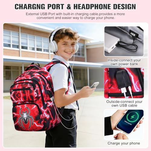 Bevalsa Backpack for Boys, Lightning School Bags with Lunch Bag & Pen Case by Bevalsa - Used condition - Image 4