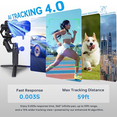 Image of FeiyuTech SCORP Mini 3 Pro Camera Gimbal with AI Tracker,Detachable Remote Handle All in One Camera Stabilizer,for Sony /Canon /Nikon /Gopro11 /DJI Action 5 pro /iPhone 16,Payload 4.4lbs,Bluetooth Control