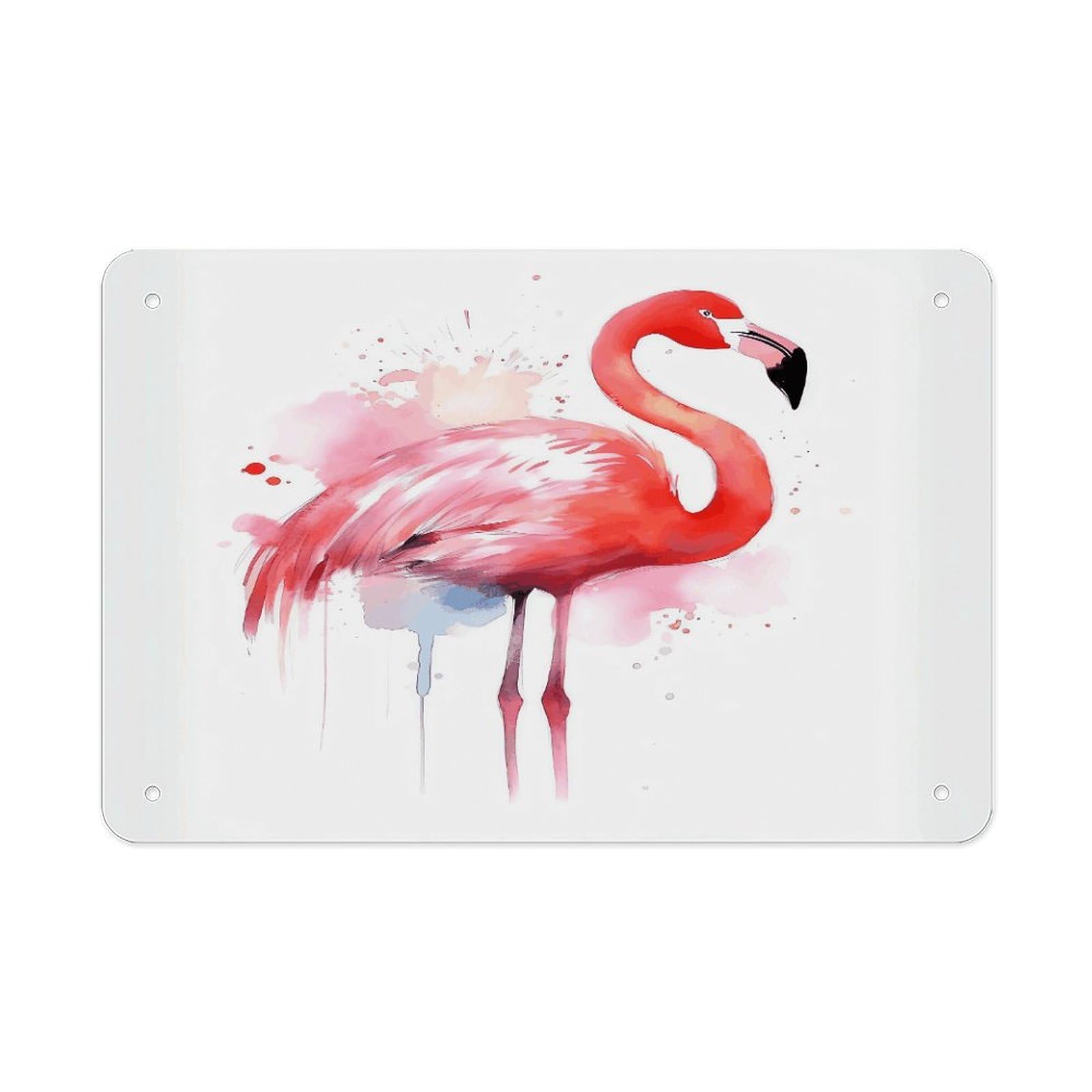 Fekiloot Style Pink Flamingo Watercolor Metal Signs Wall Art Tin Sign