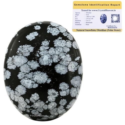 Image of Certified Snowflake Obsidian Crystal Palm Pebbles Stones for Anxiety Stress Relief Massage - AAA Grade Original Healing Gemstone Agate Palm Stone for Yoga Meditation Spiritual Reiki Feng Shui