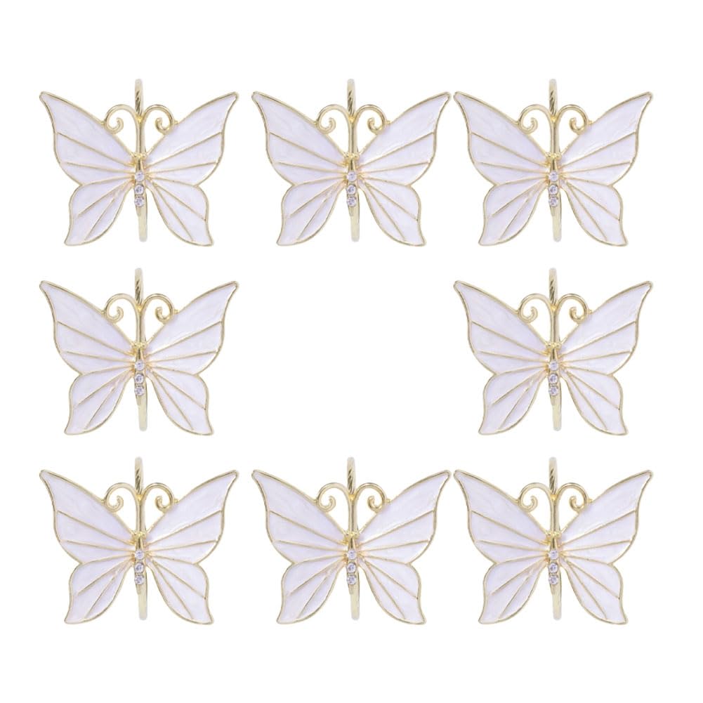 CTRLZS 8PCS Flower Butterfly Napkin Ring Holder for Easter Wedding Party Family Gathering Napkin Cloth Ornament Decoration,C
