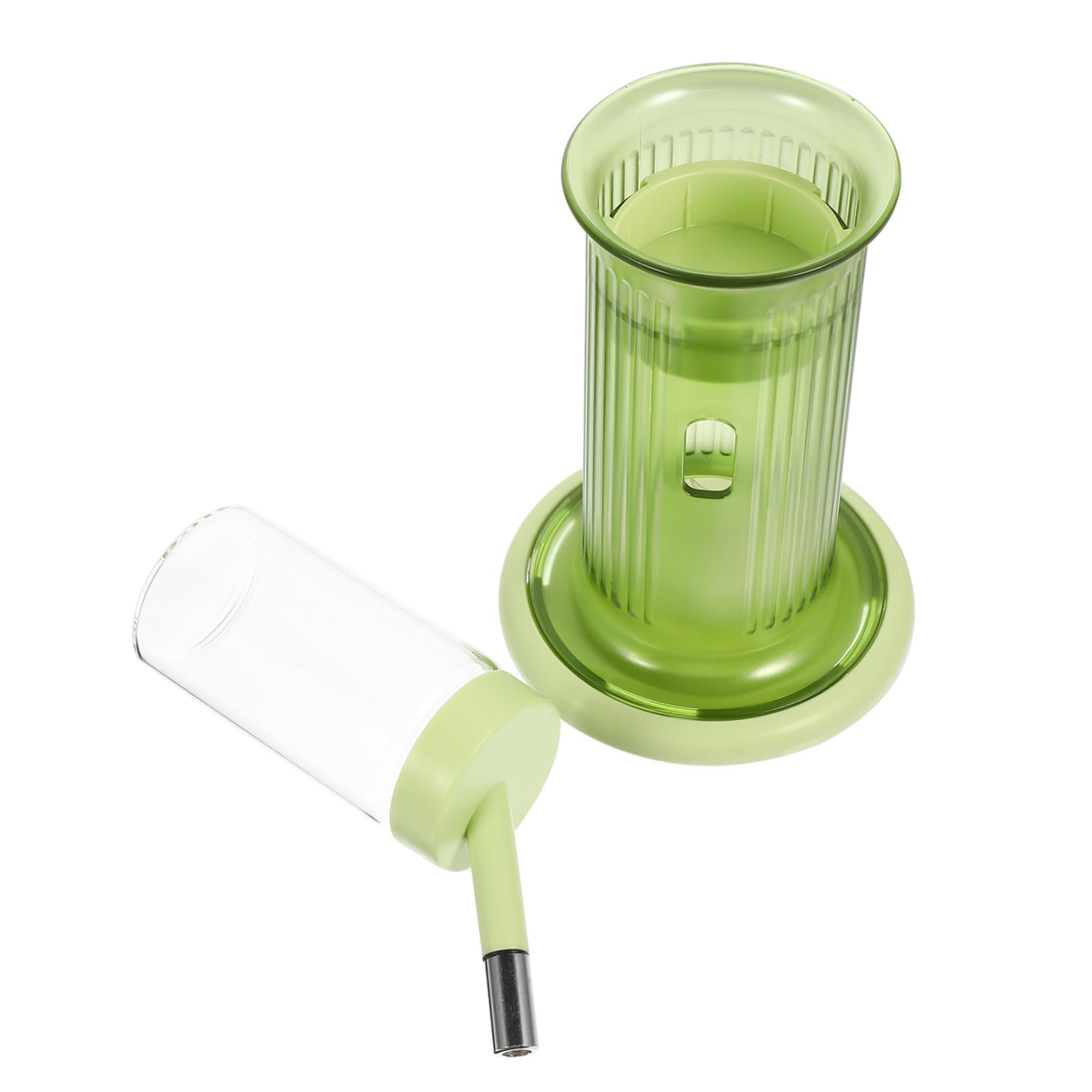 Automatische Hamsterflasche mit Halterung, Vertikal, Grün, Glas | Polypropylen Ausführung, Inklusive Knopfzelle, für Hamster und Kleine Haustiere