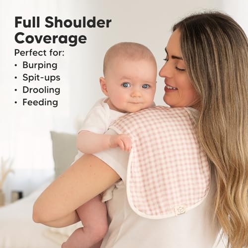 Image of 5-Pack Muslin Burp Cloths Baby Boy, Girl - Very Absorbent Baby Burp Cloth Rags, 8-Layers Viscose Derived from Bamboo Cotton Muslin Towel, Super Soft Spit Up Rags, No Shrink Washcloths (Petals)