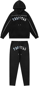 YOUPO Embroidered Trapstar Tracksuit for Men and Women, Unisex Trapstar Shooters Suit, 2 Piece Sports Jogging Set Autumn Winter, Fleece Hooded Sweatshirt and Pants (Color : 8842 blue, Size : Large)