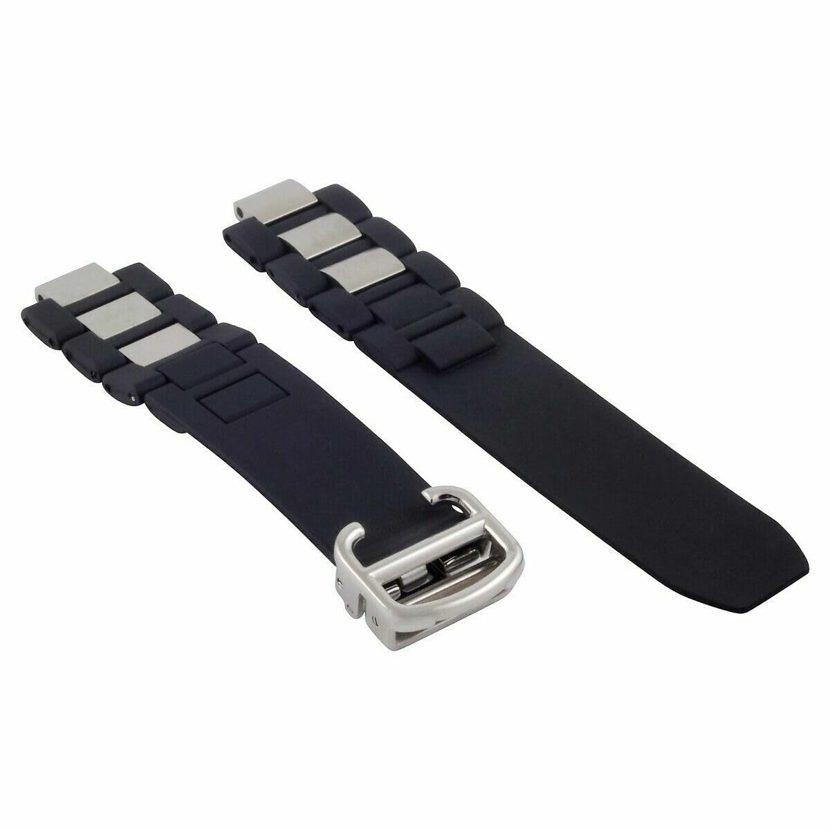 Ewatchparts Rubber Watch Band Strap Compatible With Cartier 20mm Must 21 Chronoscaph Autoscaph Clasp