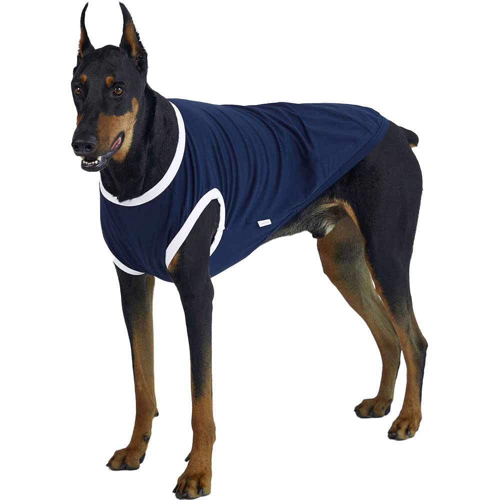 Lucky Petter Dog Sleeveless Tank Top Cotton Shirts for Dogs Ringer Sleeveless T-Shirts Soft Breathable Cool Dog Shirt pet Clothes (3X-Large, Navy/