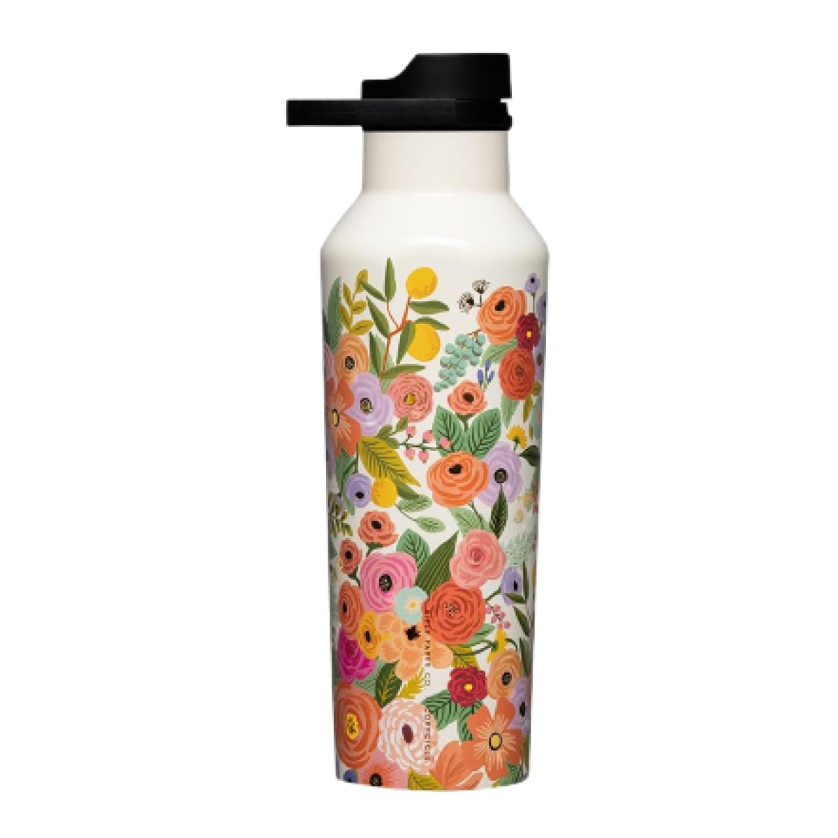 Corkciclex Rifle Paper Co. Sport Canteen Insulated Tumbler, Garden Party Cream, 20 oz – Reusable Water Bottle Keeps Beverages Cold for 25hrs, Hot 12hrs – Cupholder Friendly Tumbler with Screw-On Cap