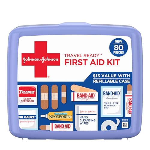 BAND-AID Brand Travel Ready Portable Emergency First Aid Kit, Minor Wound Care, Perfect for Home...