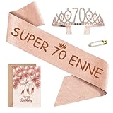 Regalo donna 70 anni, Fascia Compleanno Donna Corona Compleanno Personalizzata con Biglietto, Idee Regalo e Decorazione per Donna, 70 anni compleanno donna(Compleanno-70th)