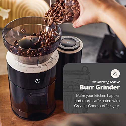 Greater Goods Burr Coffee Grinder - A Precise Coffee Bean Grinder For Everything From Espresso To Cold Brew | Built In Coffee Scale For A More Consistent Grind (Onyx Black) | Designed In St. Louis #TOP1