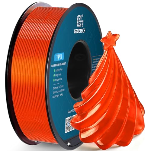 Image of Geeetech TPU Filament 1.75mm, Shore 95A - Flexible 3D Printer Filament with High Elasticity, 1KG (2.2lbs) Spool, Dimensional Accuracy ±0.03mm, Fits Most FDM Printersl, Clear Orange