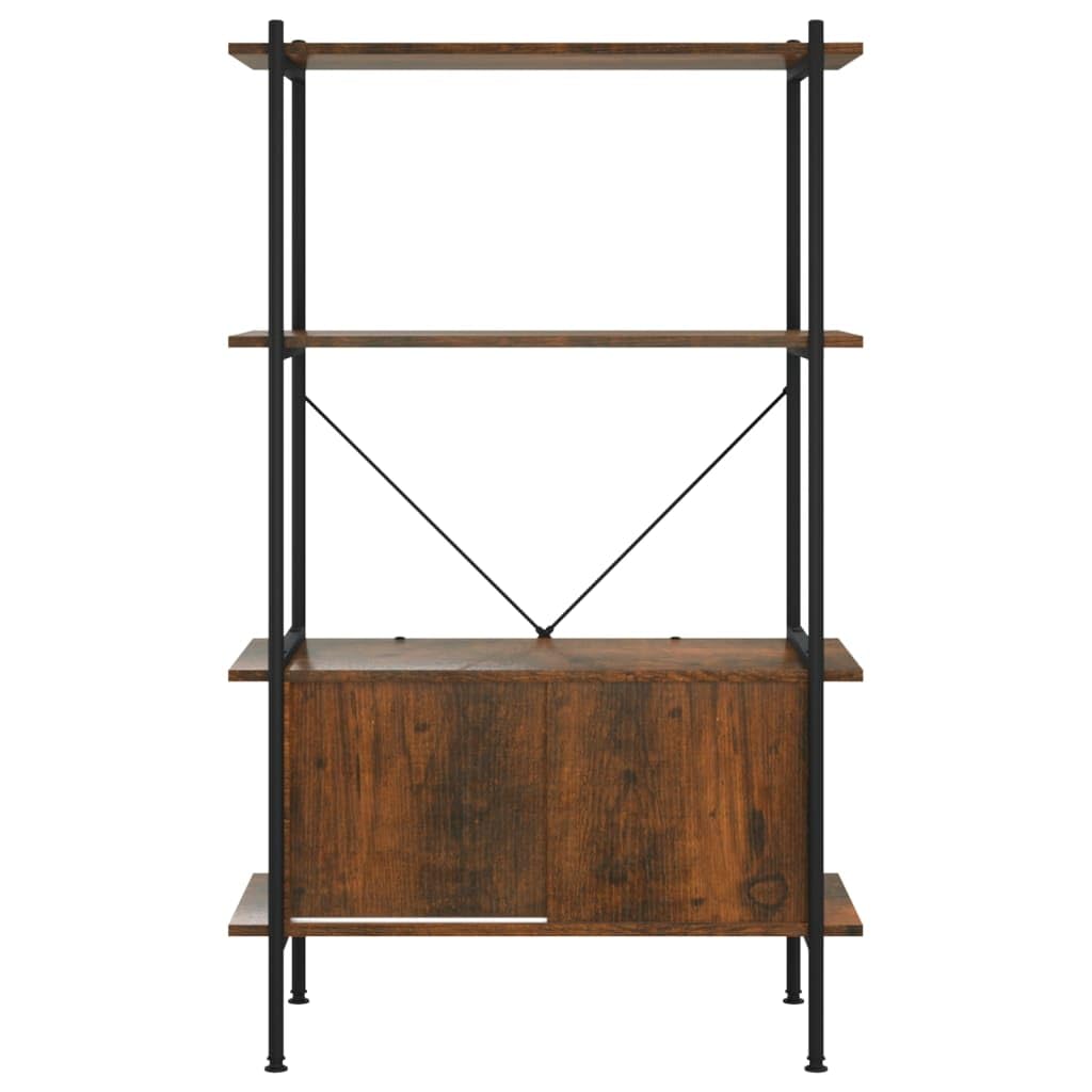 Scaffale con 4 ripiani e armadio, 80 x 40 x 130 cm, in acciaio e legno, per soggiorno, libreria, per ufficio