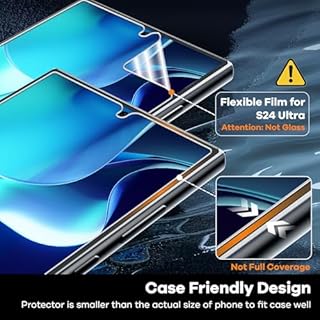FANGTIAN [4-Pack] for Samsung Galaxy S24 Ultra Screen Protector [Not Glass] - Film for S24 Ultra Screen Protector [6.8Inch][Fingerprint Compatible][Alignment Tool]