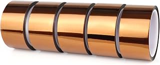 BOMEI PACK Polyimide Tape, 5 Pack High-Temperature Resistant Tape 2inch x 33m(108ft), No Residue Heat-Resistant Tape for Electric Task, 3D Printing, Soldering, Sublimation, Masking