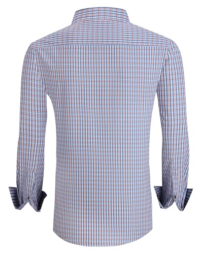 Alex Vando Mens Button Down Shirts Wrinkle Free 4-Way Stretch Print Business Casual Shirt