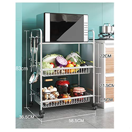 Boden montierten Rack-Multi-Layer-Wheeled Küche Rack-Cart, Metallrollwagen-Speicher (Größe : 83cm×36.5cm×58.5cm)