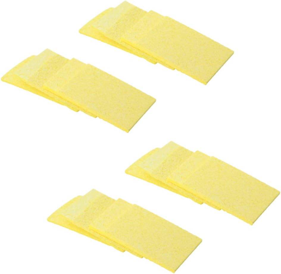 Fielect Thicker Soldering Sponge Soldering Sponge 55mmx55mmx11mm for Iron Tips Cleaner Soldering Iron Cleaning Sponge, 20Pcs, Yellow, Round
