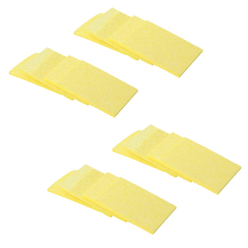 Fielect 20Pcs Soldering Sponge 60x40x11mm Soldering Iron Tip Cleaning Sponge Yellow Soldering Iron Cleaning Sponge Solder Tip Clean Pads, Rectangle