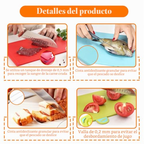 Tablas de cortar cocina con pies antideslizantes y limpieza fácil 7