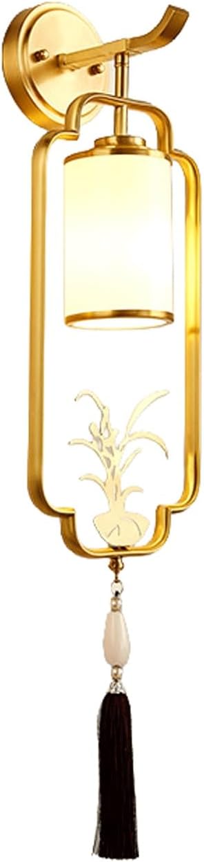 Wall Sconce Traditional Solid Brass Frosted Glass Orchid Tassel Lantern Wall Light Hardwired Indoor Wall Lamp Ambient Decorative for Living Room Bedroom Hallway Study Wall Mounted Light