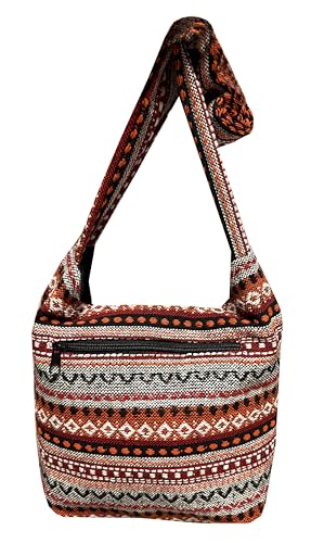 Image of Small Aztec Messenger Bag - Handmade Woven Hippie Hobo Shoulder Handbag - Ikat Tribal Sling Purse for Women
