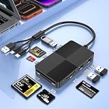 8en1 Lecteur de Carte Multiple,Lightning + USB A + USB C Adaptateur Hub Lecteur de Cartes SD pour SD/TF/CF/MS/XD/USB 2.0,OTG Lecteur de Carte Mémoire pour Windows/Mac/Linux/Android pour Photographie