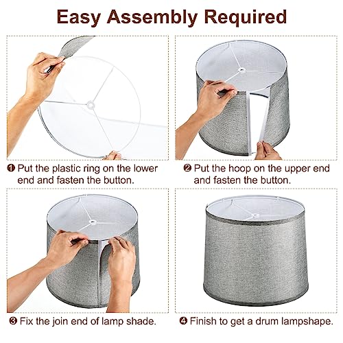PATIKIL Drum Lampshade for Table Lamps 11.4" Top x 12.6" Bottom x 9.8" High Floor Lamp Shade Easy Assembly Medium Linen Lampshade for Table Lamps Floor Lamp Beige Black - Image 4