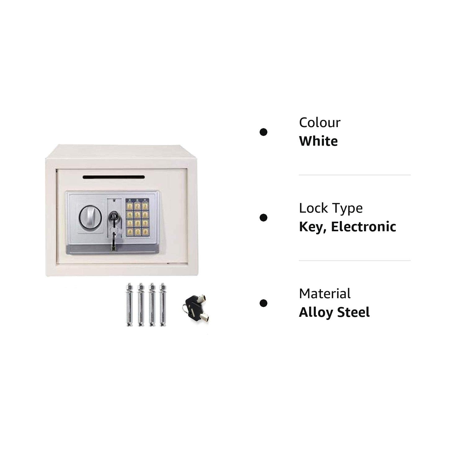 Sejf, Sejf Z Kluczem, Sejf Elektroniczny Zamek Stalowy O Wysokim Bezpieczeństwie Sejfy Home Office Cyfrowa Gotówka/One Color/16L(35X25X25Cm) White