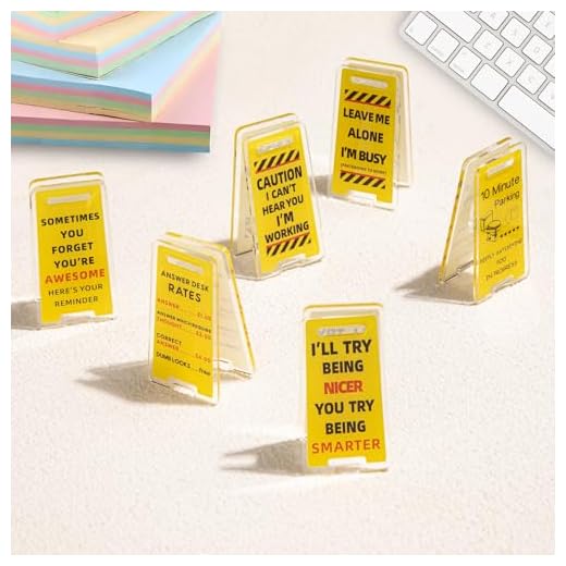 Funny Sticky Note Holder - 6 Pack Note Holder Clips, Overstimulated Desk Sign for Office, Hilarious Desk Signs for Coworkers, Perfect Funny Office Gifts (Yellow)