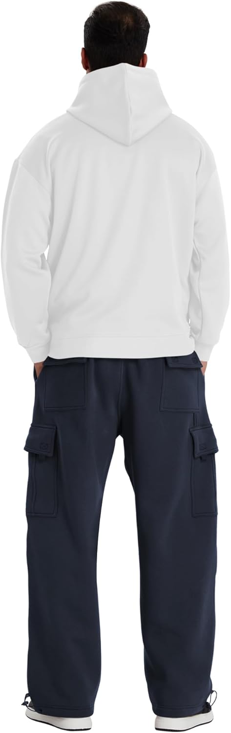 Mens Heavyweight Fleece Cargo Sweatpants - Baggy Fit Thick Cotton-Blend Fleece Cargo Pants with Adjustable Ankle Drawstring - Image 6