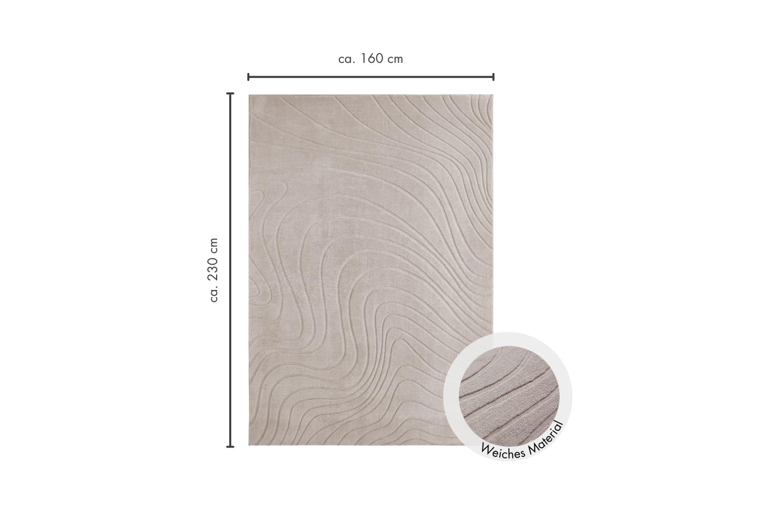 andiamo Teppich Dale - Kurzflorteppich mit Hoch-Tief-Effekt für das Wohnzimmer Schlafzimmer - Webteppich mit hoher Flordichte - angenehm weich - 160 x 230 cm in Greige