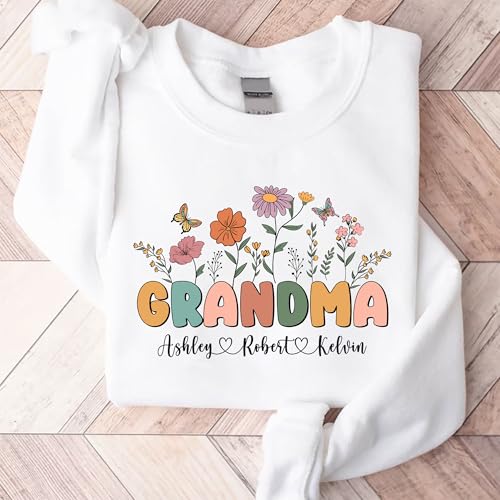 GABITA Custom Grandma Floral Sweatshirt Personalized Shirt for Grandma Nana Mimi Shirt Grandma Gift Mother's Day4