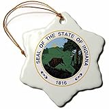 Hochglanz-Finish 3dRose ORN 55424 _ 1 State Siegel Indiana pd-us-Snowflake Ornament, Porzellan, 3 Zoll