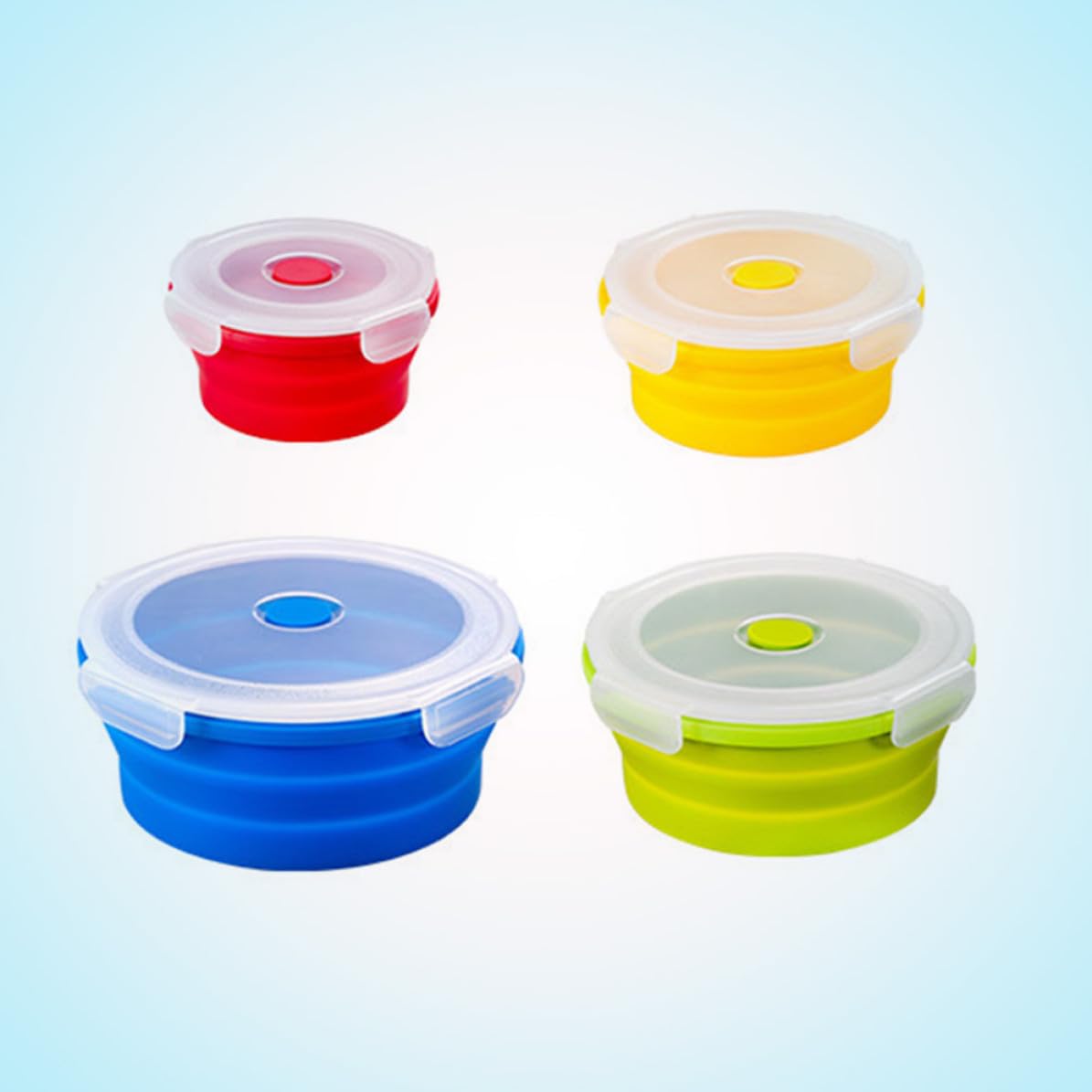 POPETPOP Contenitore Pranzo 4 Pezzi Rotondo in Silicone Pieghevole