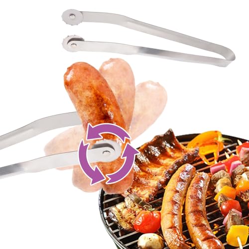 LYEAA Rotating BBQ Sausage Tongs - Durable Stainless Steel Kitchen & Grill Utensils for Outdoor Dining - Image 6