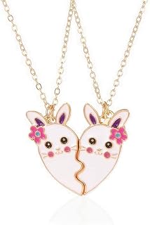 Easter Gifts for Girls Best Friend Necklace Magnetic Matching Bunny Friendship BFF Necklace for 2 Girls